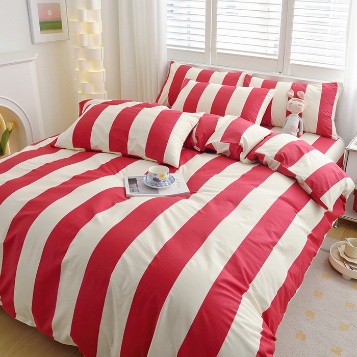 91家纺网 家纺一手货源 找家纺 启优家纺 2024新款全棉13070四件套 林西-红