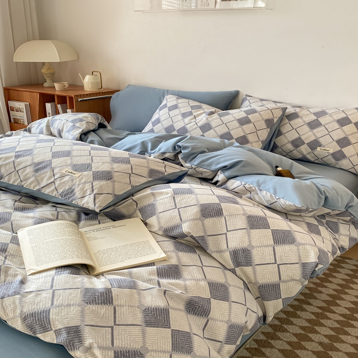 91家纺网 家纺一手货源 找家纺 涵宸家纺 2024新款40支全棉赛迪印花款四件套 南希-兰