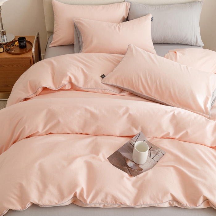 91家纺网 家纺一手货源 找家纺 涵宸家纺 2024新款40支全棉希腊麻绳款四件套 希腊（烟粉-梧桐灰）