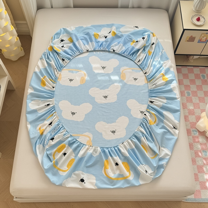 91家纺网 家纺一手货源 找家纺 花伞家居 2024新款简约全棉印花单床笠系列 床笠-嗨皮汪