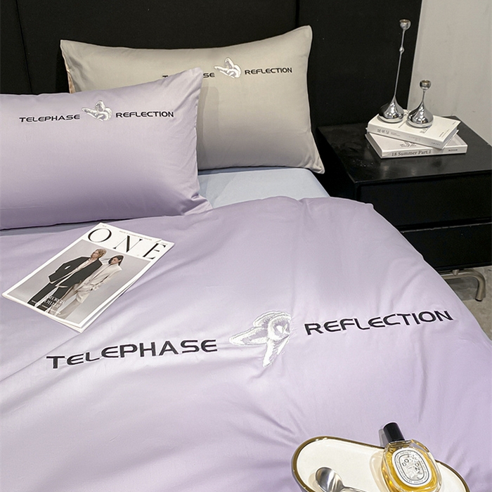 91家纺网 家纺一手货源 找家纺 澳梵家居 2024新款60支全棉刺绣四件套-梦蝶系列 梦蝶-浪漫紫