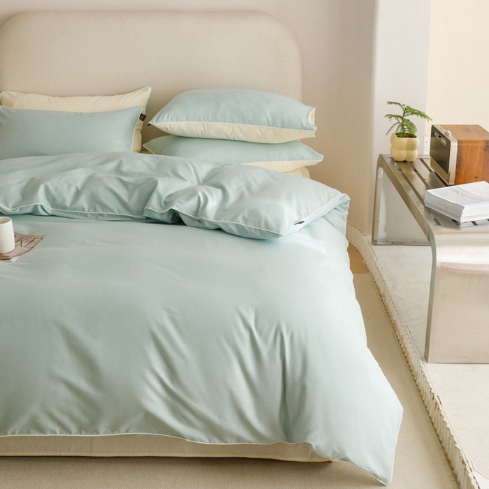 91家纺网 家纺一手货源 找家纺 涵宸家纺 2024新款40支全棉希腊麻绳款四件套 希腊（幸运兰+奶白）