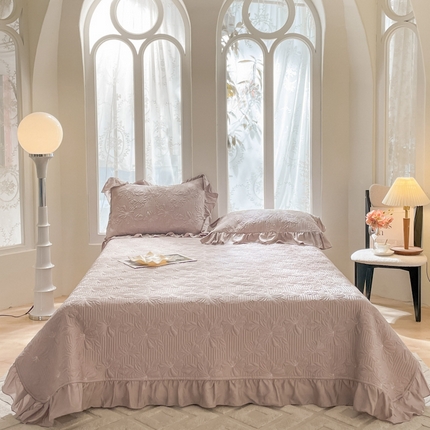 91家纺网 家纺一手货源 找家纺 上喜 热卖繁花莱赛尔天丝床盖三件套 栗子棕