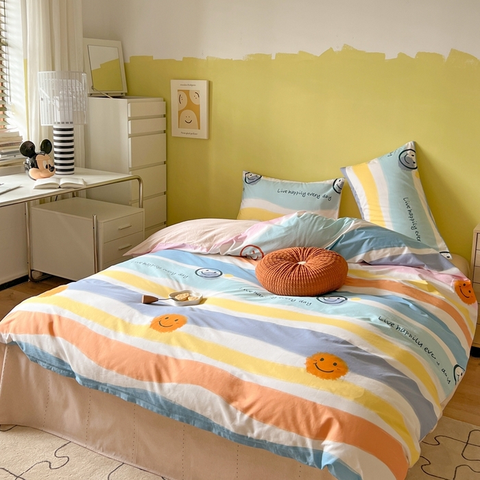 91家纺网 家纺一手货源 找家纺 时年家纺 2024新款 热爱生活·全棉系列第四期（充值会员优惠5元） 彩色笑脸