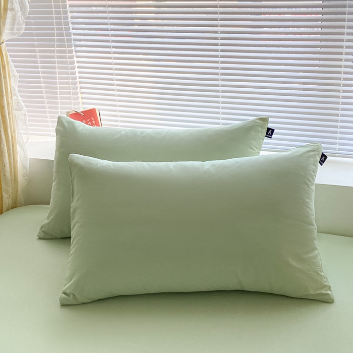 91家纺网 家纺一手货源 找家纺 涵宸家纺 2024新款40支全棉米兰系列-单枕套 枕套-月光绿