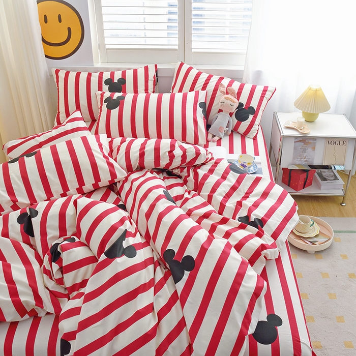 91家纺网 家纺一手货源 找家纺 （总）启优家纺全棉四件套简约款纯棉床笠四件套