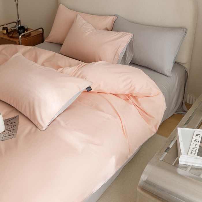 91家纺网 家纺一手货源 找家纺 涵宸家纺 2024新款40支全棉希腊麻绳款四件套 希腊（烟粉-梧桐灰）