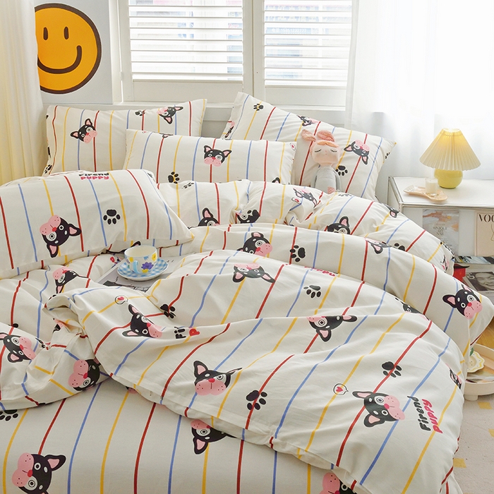 91家纺网 家纺一手货源 找家纺 启优家纺 2024新款全棉13070四件套 法豆