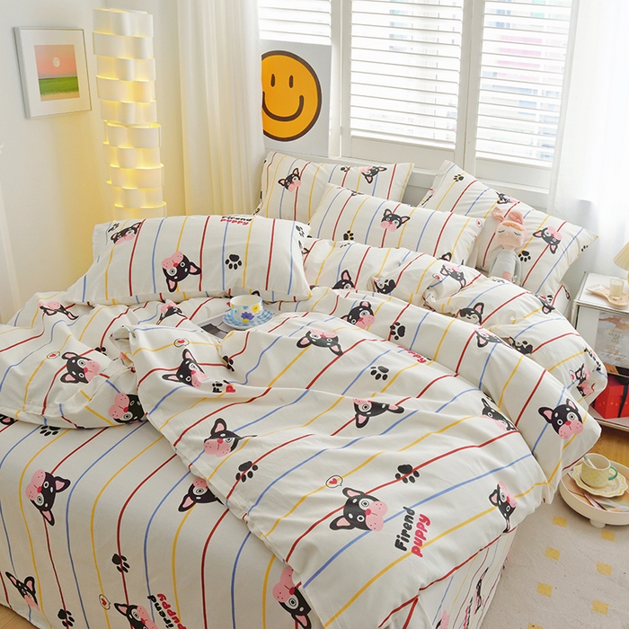 91家纺网 家纺一手货源 找家纺 启优家纺 2024新款全棉13070四件套 法豆