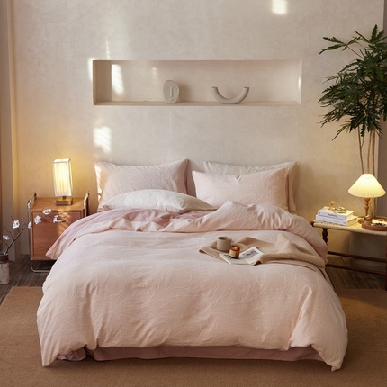 91家纺网 家纺一手货源 找家纺 （总）玉宇阁家居 2024新款新春全棉双色大提花四件套系列-水色之暮