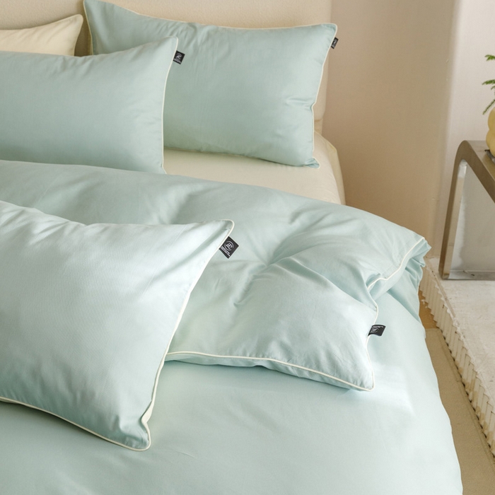 91家纺网 家纺一手货源 找家纺 涵宸家纺 2024新款40支全棉希腊麻绳款四件套 希腊（幸运兰+奶白）