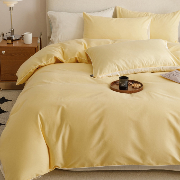 91家纺网 家纺一手货源 找家纺 涵宸家纺 2024新款40支全棉希腊麻绳款四件套 希腊（浅黄+香槟金）