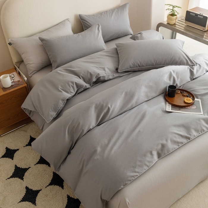 91家纺网 家纺一手货源 找家纺 涵宸家纺 2024新款40支全棉希腊麻绳款四件套 希腊（银灰+梧桐灰）