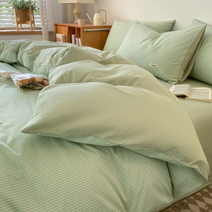 91家纺网 家纺一手货源 找家纺 涵宸家纺 2024新款40支全棉赛迪印花款四件套 伊凡-绿