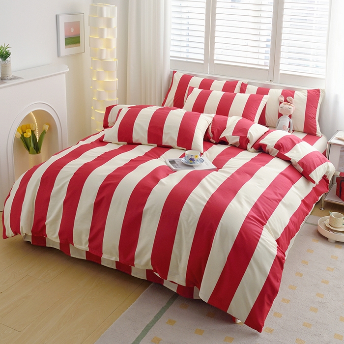 91家纺网 家纺一手货源 找家纺 启优家纺 2024新款全棉13070四件套 林西-红