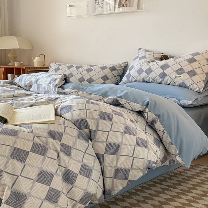 91家纺网 家纺一手货源 找家纺 涵宸家纺 2024新款40支全棉赛迪印花款四件套 南希-兰