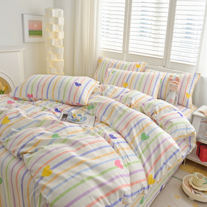 91家纺网 家纺一手货源 找家纺 启优家纺 2024新款全棉13070四件套 虹彩