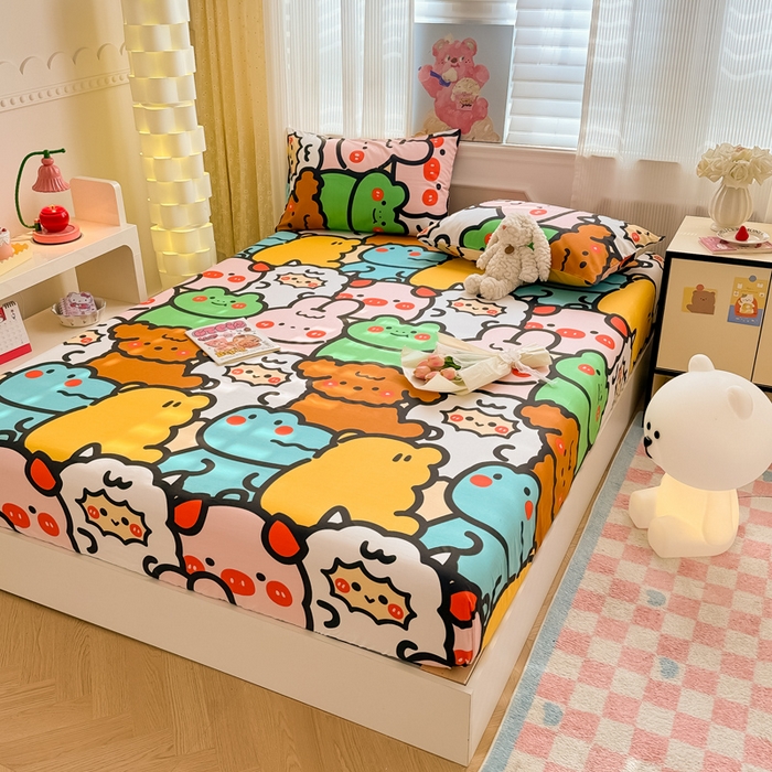 91家纺网 家纺一手货源 找家纺 花伞家居 2024新款简约全棉印花单床笠系列 床笠-宠物大会