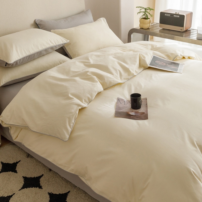 91家纺网 家纺一手货源 找家纺 涵宸家纺 2024新款40支全棉希腊麻绳款四件套 希腊（奶白+梧桐灰）