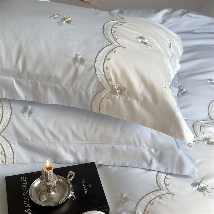 91家纺网 家纺一手货源 找家纺 鹿班家居 2024新款100S长绒棉刺绣系列四件套-焦糖落霞 场景二 琉璃蓝 标准会员-20