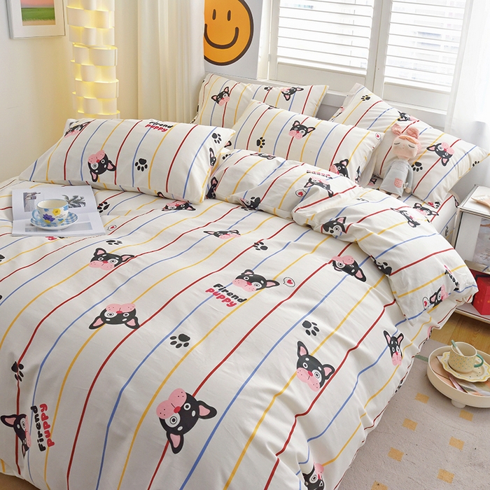 91家纺网 家纺一手货源 找家纺 启优家纺 2024新款全棉13070四件套 法豆