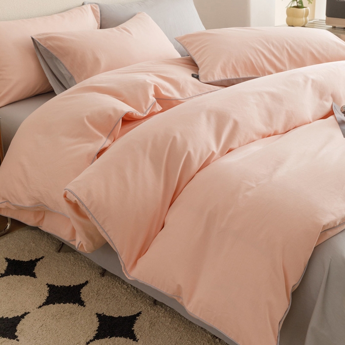 91家纺网 家纺一手货源 找家纺 涵宸家纺 2024新款40支全棉希腊麻绳款四件套 希腊（烟粉-梧桐灰）