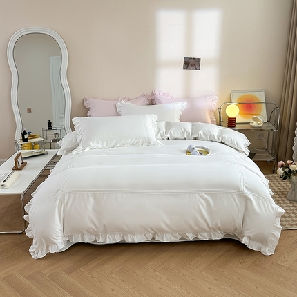 91家纺网 家纺一手货源 找家纺 （总）绒兔兔 2024新款水洗棉埋绳花边系列-南法花园