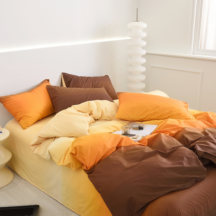 91家纺网 家纺一手货源 找家纺 启优家纺 2024新款全棉13070四件套 秘境-桔