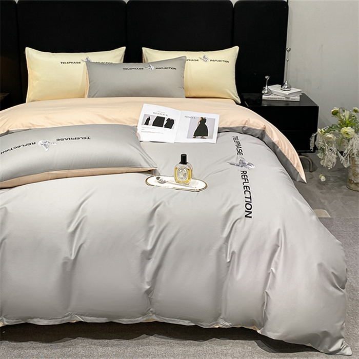 91家纺网 家纺一手货源 找家纺 澳梵家居 2024新款60支全棉刺绣四件套-梦蝶系列 梦蝶-山灰