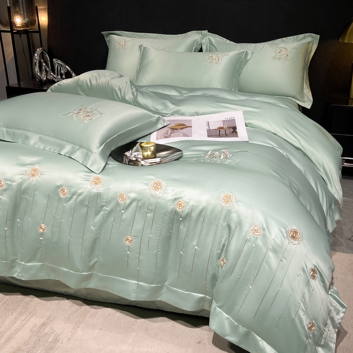 91家纺网 家纺一手货源 找家纺 （总）欧冠家纺 2024新款水洗真丝绣花爱媛四件套