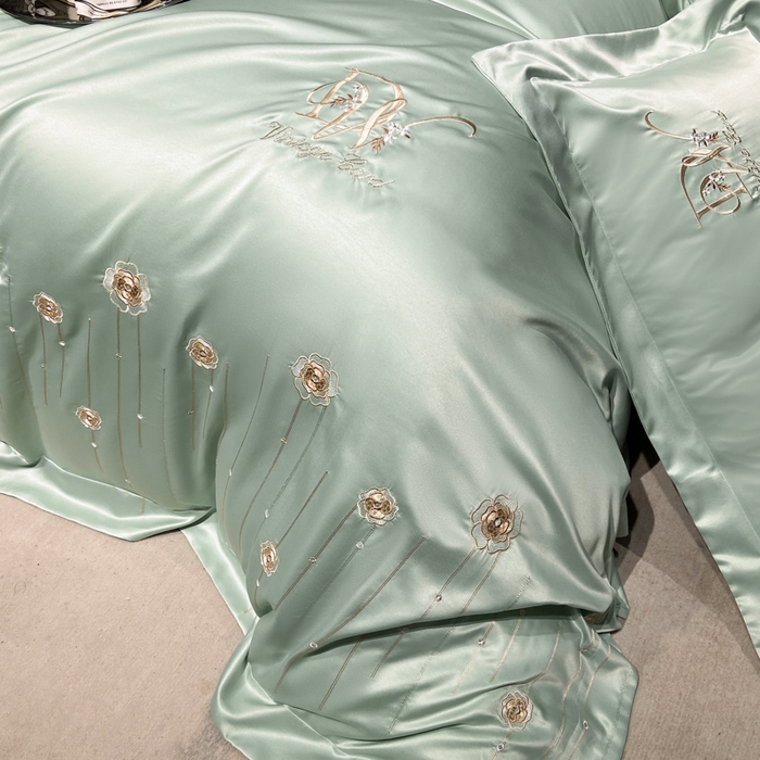 91家纺网 家纺一手货源 找家纺 （总）欧冠家纺 2024新款水洗真丝绣花爱媛四件套