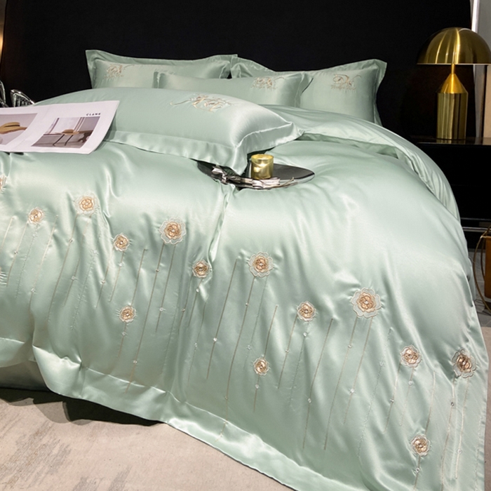 91家纺网 家纺一手货源 找家纺 （总）欧冠家纺 2024新款水洗真丝绣花爱媛四件套