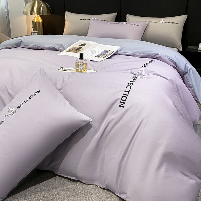 91家纺网 家纺一手货源 找家纺 澳梵家居 2024新款60支全棉刺绣四件套-梦蝶系列 梦蝶-浪漫紫