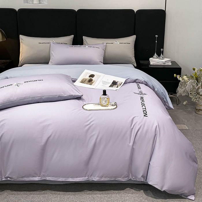 91家纺网 家纺一手货源 找家纺 澳梵家居 2024新款60支全棉刺绣四件套-梦蝶系列 梦蝶-浪漫紫