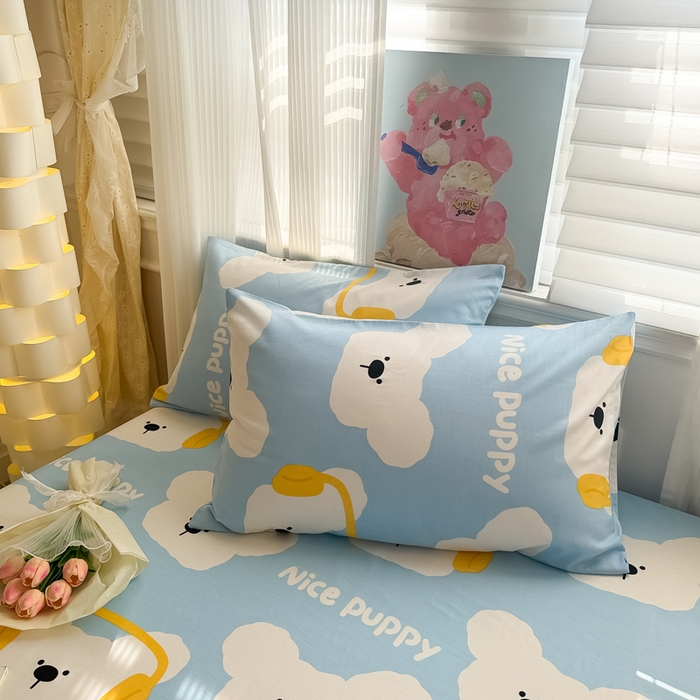 91家纺网 家纺一手货源 找家纺 花伞家居 2024新款简约全棉印花单床笠系列 床笠-嗨皮汪