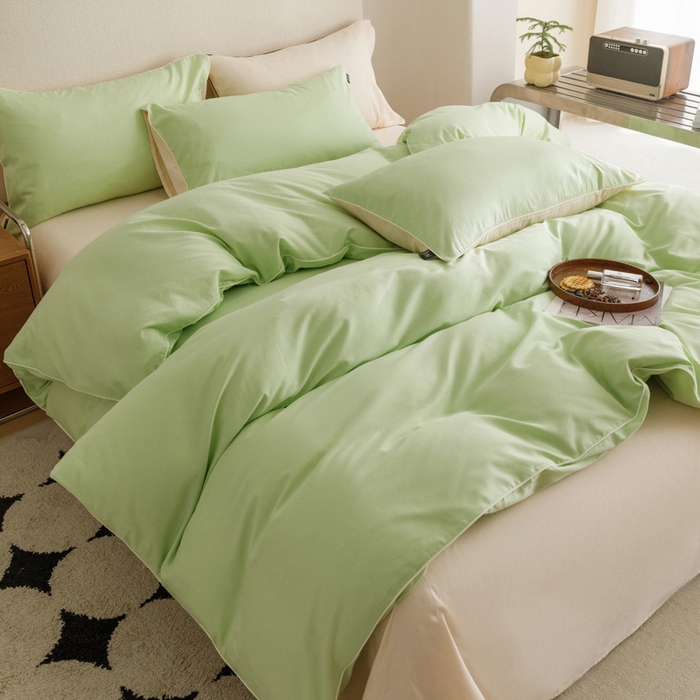 91家纺网 家纺一手货源 找家纺 涵宸家纺 2024新款40支全棉希腊麻绳款四件套 希腊（果绿+香槟金）