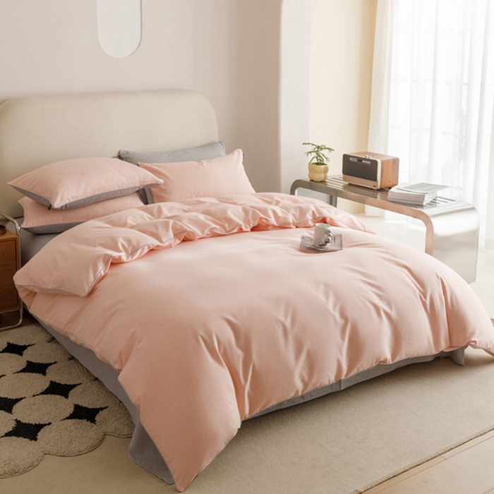 91家纺网 家纺一手货源 找家纺 涵宸家纺 2024新款40支全棉希腊麻绳款四件套 希腊（烟粉-梧桐灰）