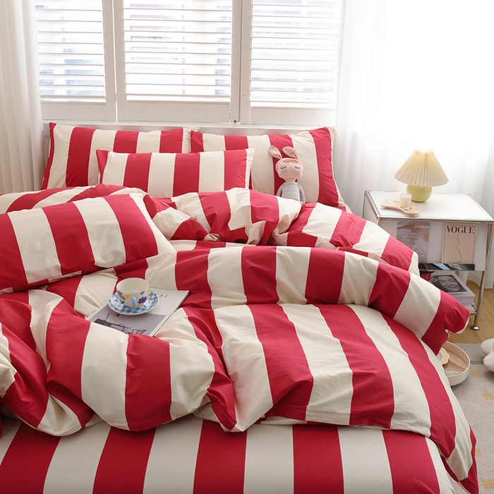 91家纺网 家纺一手货源 找家纺 启优家纺 2024新款全棉13070四件套 林西-红