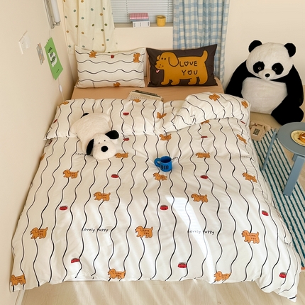 桃喜 2024新款春夏新品全棉混搭时尚休闲印花系列套件-系列1 淘气狗狗