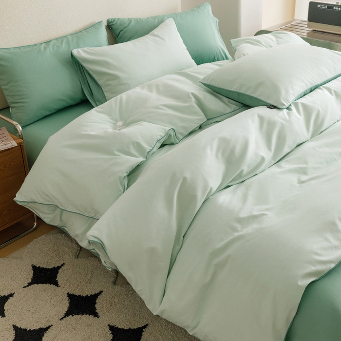 91家纺网 家纺一手货源 找家纺 涵宸家纺 2024新款40支全棉希腊麻绳款四件套 希腊（清新绿+柏绿）