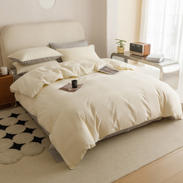 91家纺网 家纺一手货源 找家纺 涵宸家纺 2024新款40支全棉希腊麻绳款四件套 希腊（奶白+梧桐灰）