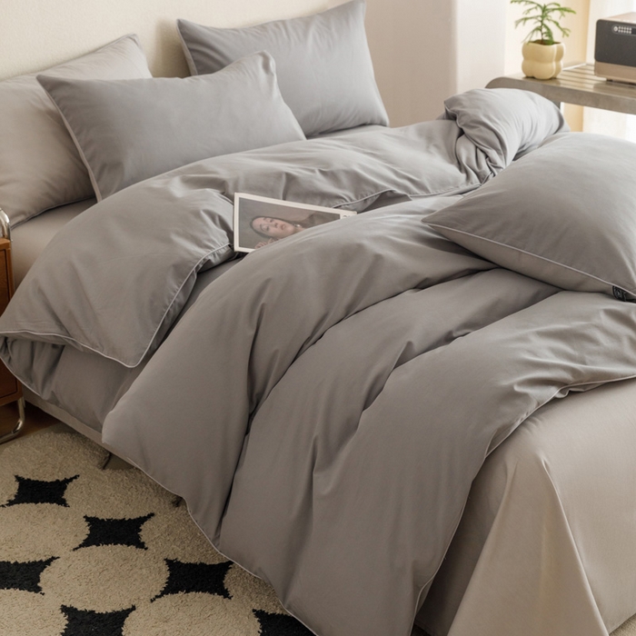 91家纺网 家纺一手货源 找家纺 涵宸家纺 2024新款40支全棉希腊麻绳款四件套 希腊（银灰+梧桐灰）