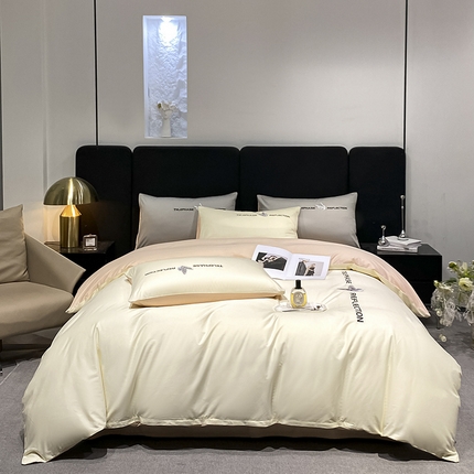 91家纺网 家纺一手货源 找家纺 澳梵家居 2024新款60支全棉刺绣四件套-梦蝶系列 梦蝶-奶昔白