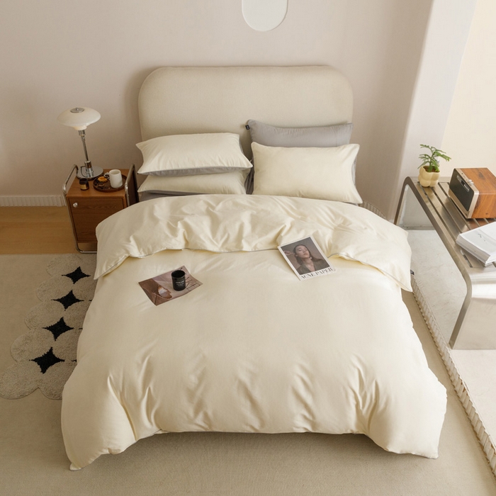 91家纺网 家纺一手货源 找家纺 涵宸家纺 2024新款40支全棉希腊麻绳款四件套 希腊（奶白+梧桐灰）