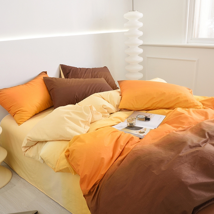 91家纺网 家纺一手货源 找家纺 启优家纺 2024新款全棉13070四件套 秘境-桔