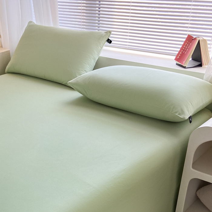 91家纺网 家纺一手货源 找家纺 涵宸家纺 2024新款40支全棉米兰系列-单枕套 枕套-月光绿