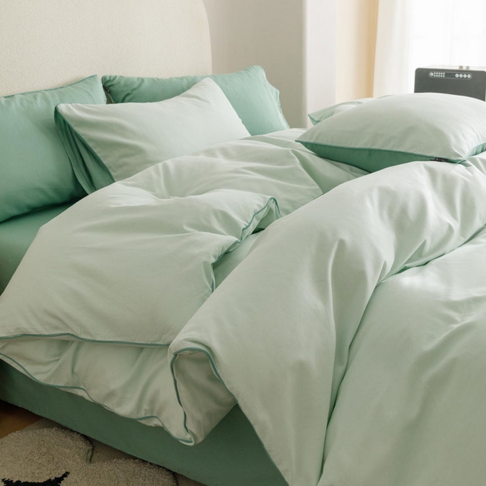 91家纺网 家纺一手货源 找家纺 涵宸家纺 2024新款40支全棉希腊麻绳款四件套 希腊（清新绿+柏绿）