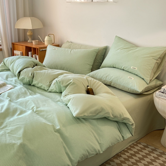 91家纺网 家纺一手货源 找家纺 涵宸家纺 2024新款40支全棉赛迪印花款四件套 伊凡-绿