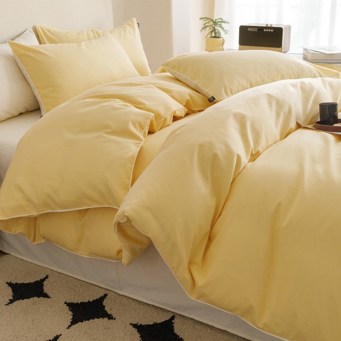 91家纺网 家纺一手货源 找家纺 涵宸家纺 2024新款40支全棉希腊麻绳款四件套 希腊（浅黄+香槟金）