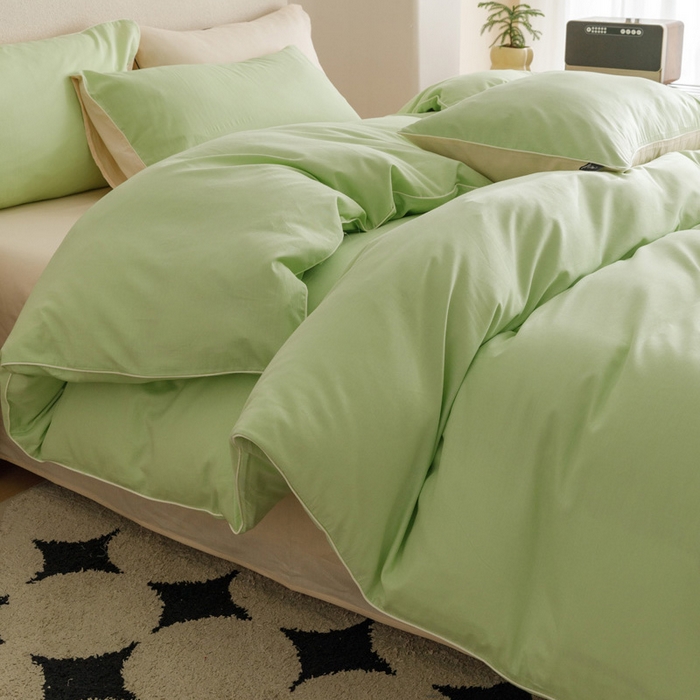 91家纺网 家纺一手货源 找家纺 涵宸家纺 2024新款40支全棉希腊麻绳款四件套 希腊（果绿+香槟金）